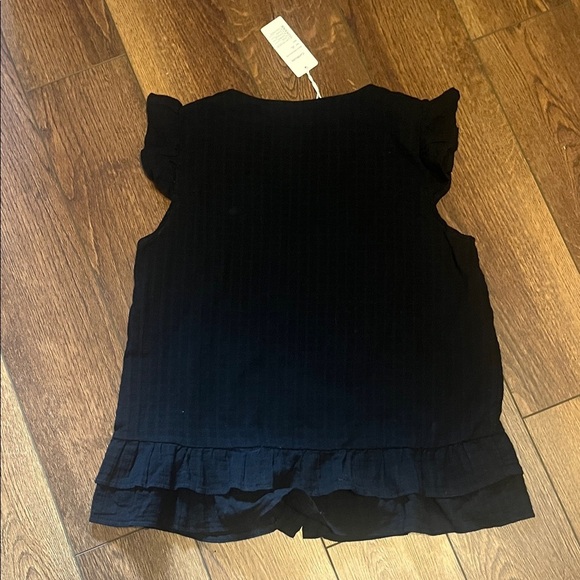 Nerlerolian NWT Black Button-Down Ruffle Top Large - Picture 7 of 7